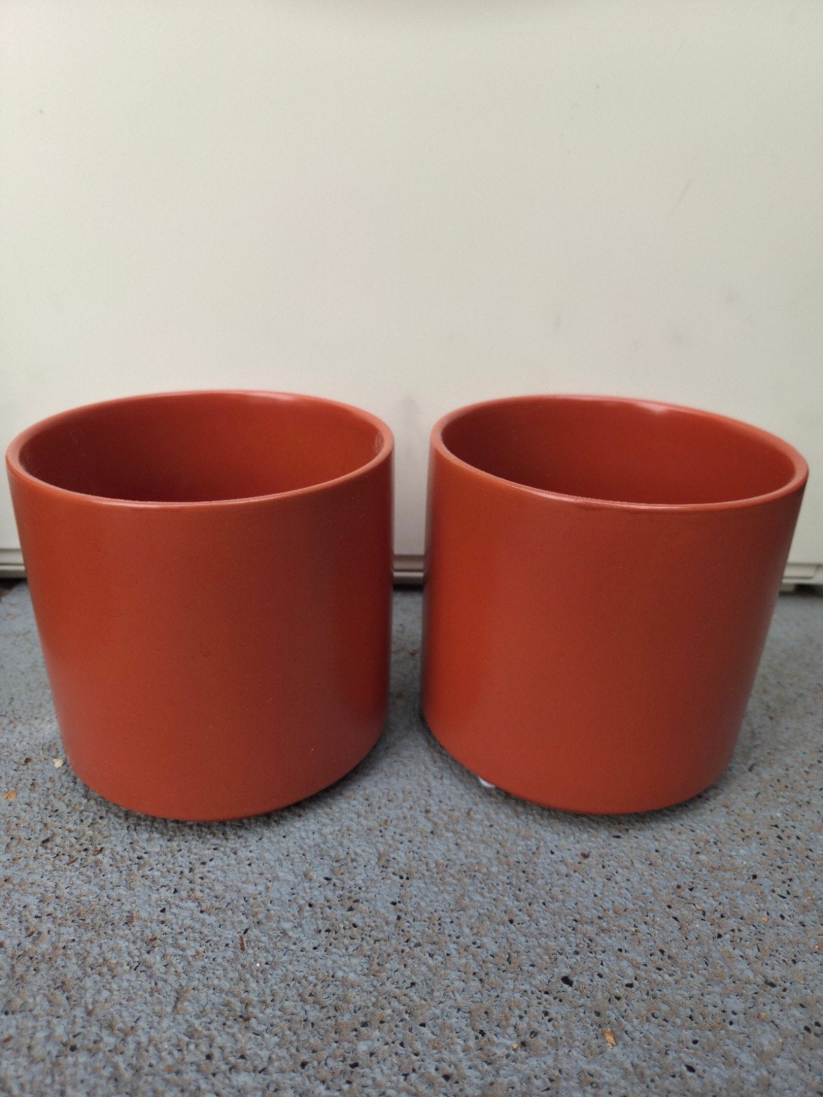2 oranje bloempotten van Hema diameter 12,5cm, Ophalen, Zo goed als nieuw, Oranje, Steen/keramiek