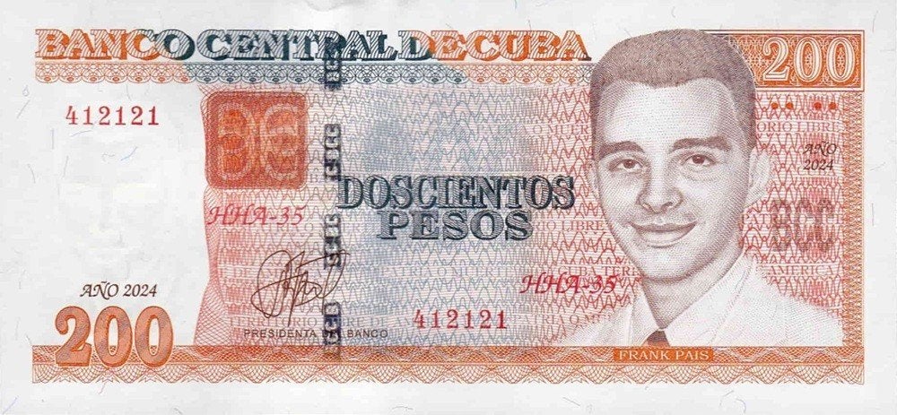 Cuba bankbiljet 200 Pesos 2024 Portret van Frank Pais UNC, Ophalen of Verzenden, Midden-Amerika, Los biljet