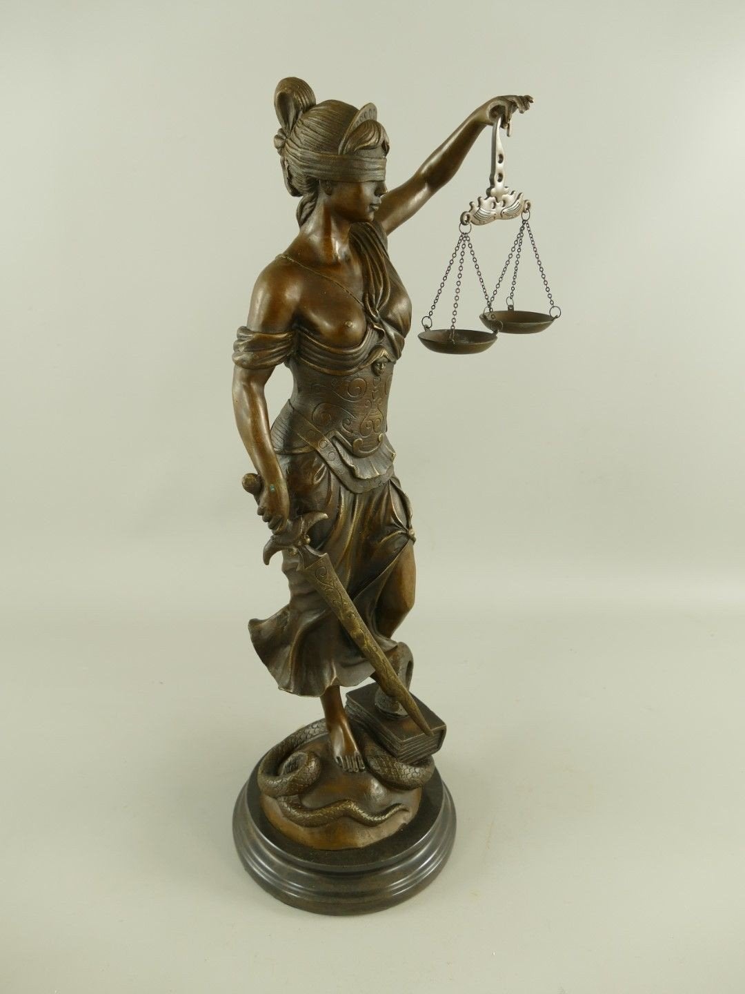 Bronzen Justitia Beeld - Vrouwe Justitia H.58cm, Verzenden