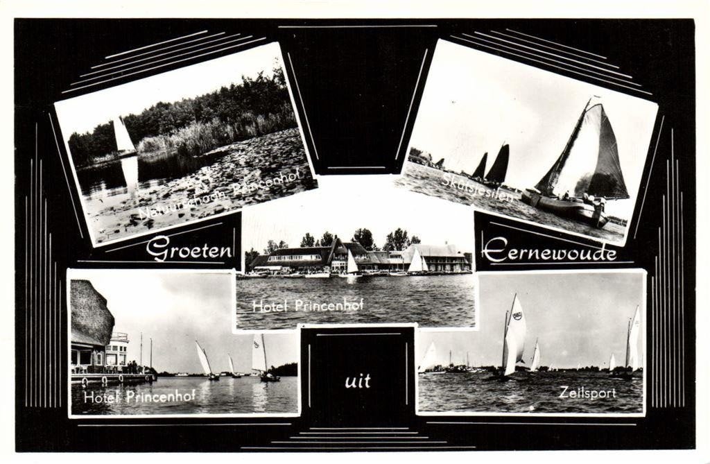 Groeten uit Eernewoude - 5 afb hotel zeilen - ongelopen, Verzamelen, Ophalen of Verzenden, 1960 tot 1980, Ongelopen, Friesland
