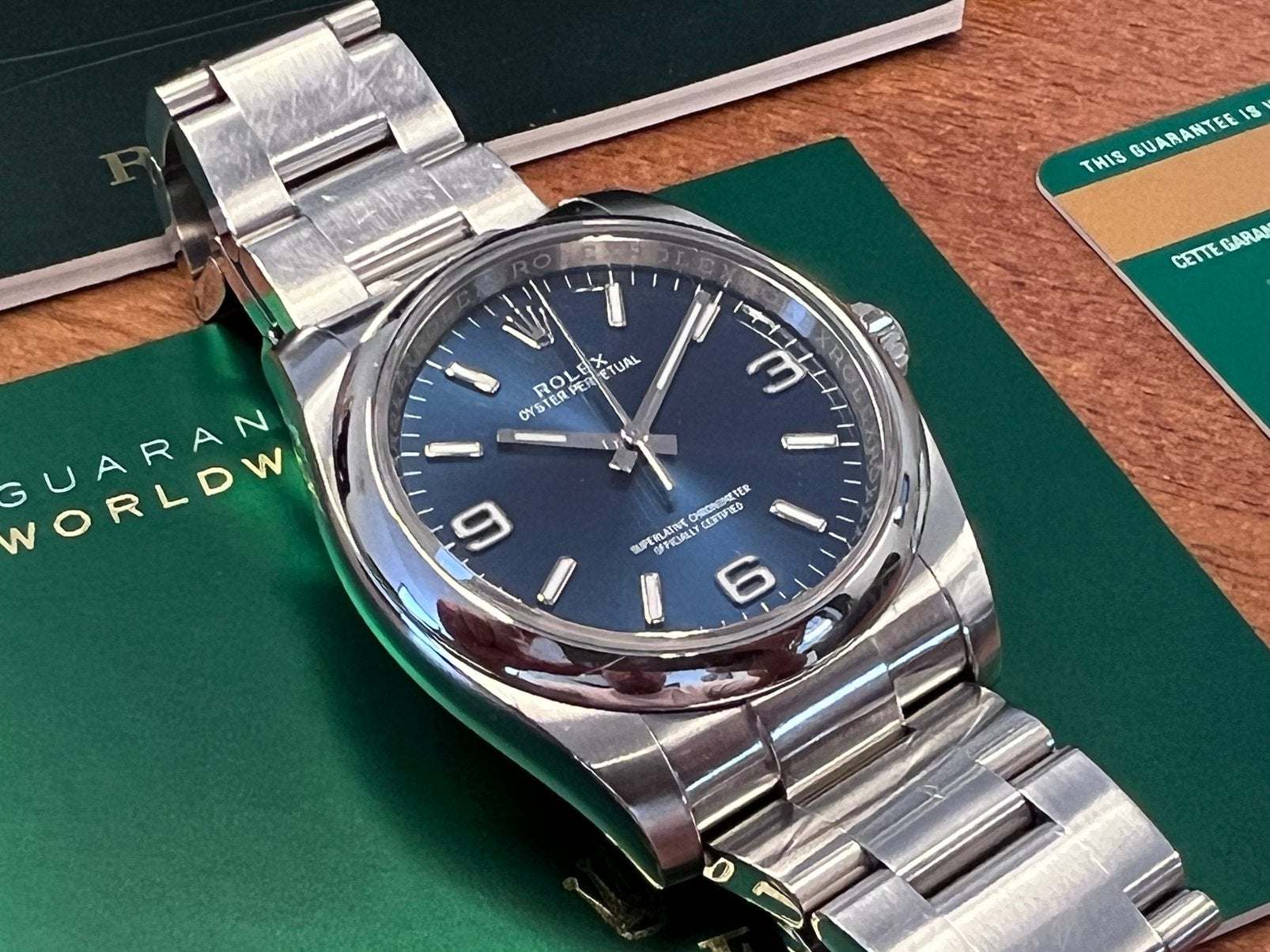 Rolex Oyster Perpetual 36 Blue 2016 Full Set 116000, Ophalen, Staal, Polshorloge, Zo goed als nieuw