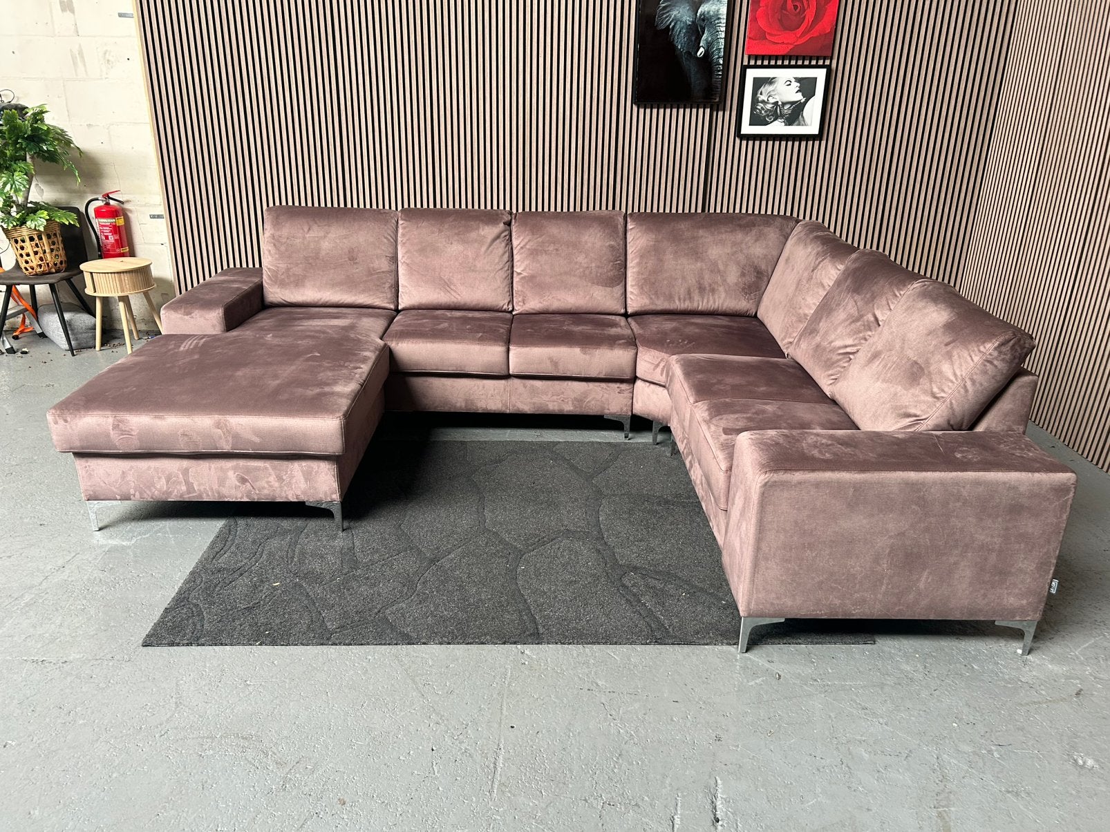 GRATIS LEVERING U-Bank Velvet Bruin 330X260 GEREINIGD, Huis en Inrichting, Velvet u bank, Hoekbank, 300 cm of meer, Ophalen of Verzenden