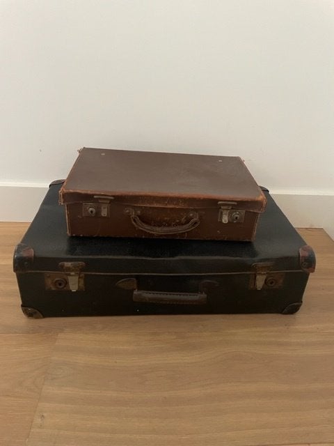 Vintage lederen koffers decoratie 2 stuks, Ophalen, Gebruikt, Leer