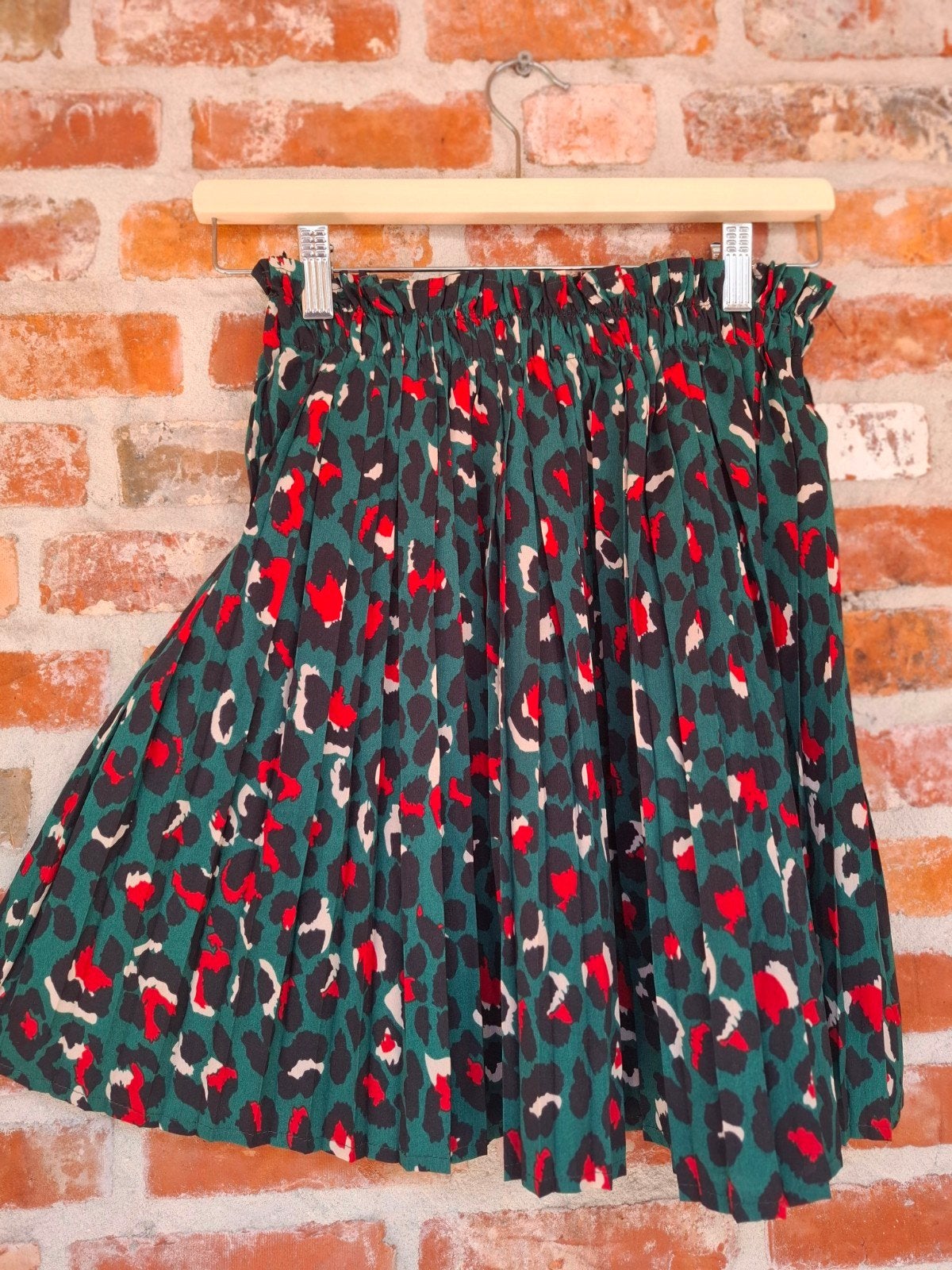 Vintage geplooid rokje met luipaardprint - Maat S/M, Kleding | Dames, Rokken, Maat 38/40 (M), Ophalen of Verzenden, Gedragen, Boven de knie