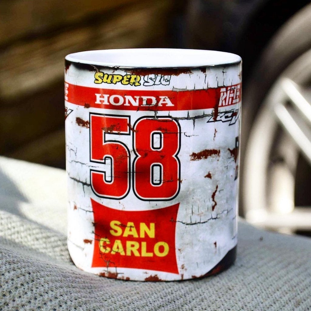 ✅ Marco Simoncelli Honda mok Vintage olie Moto GP, Ophalen of Verzenden, Nieuw, Motoren