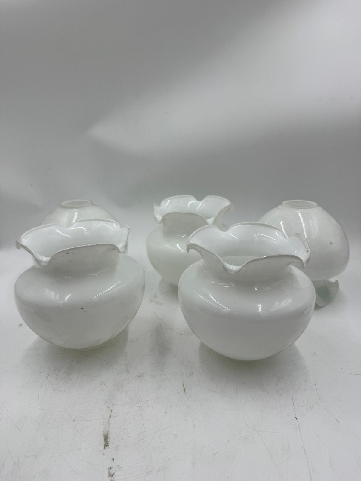 Set van 5  Opaline Glazen Lampenkappen - Tulp / Kraag, Ophalen of Verzenden