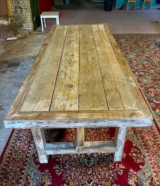 Houten tafel op maat van Vroeger en Toen Brocante, Ophalen, Gebruikt, Industrieel / Vintage, 200 cm of meer