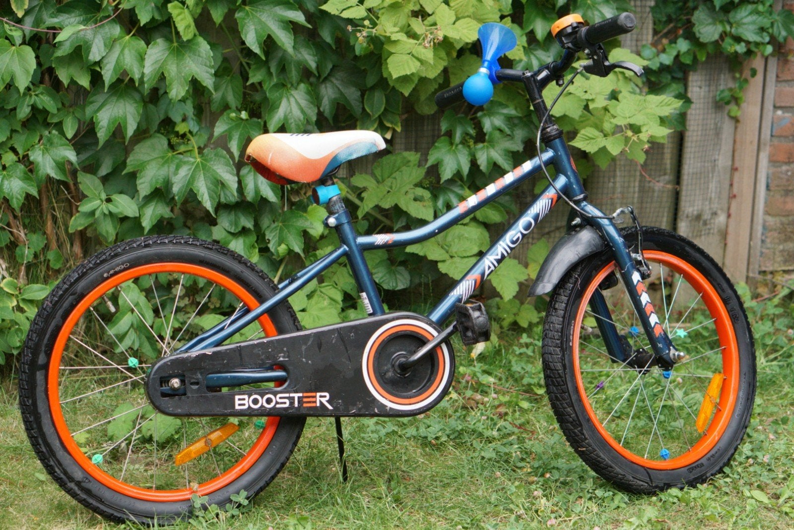 Amigo Kinderfiets 18 inch - Blauw/Oranje, Ophalen, Velgrem, Amigo, 16 tot 20 inch