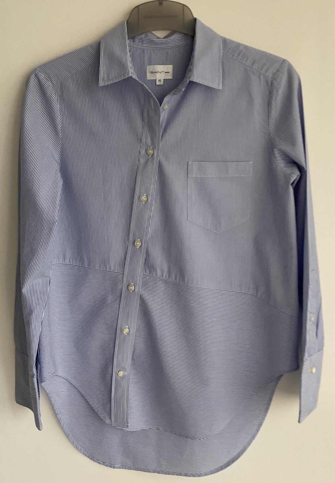 Gant gestreept overhemd XS - asymmetrische sluiting, Ophalen of Verzenden, Gedragen, Maat 34 (XS) of kleiner, Blauw