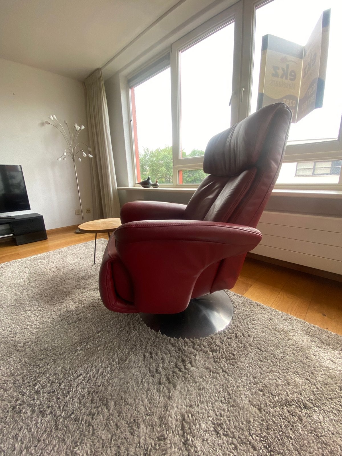 Mooi rode Sta-op stoel, Huis en Inrichting, Fauteuils, Ophalen of Verzenden, Zo goed als nieuw, 50 tot 75 cm, Leer