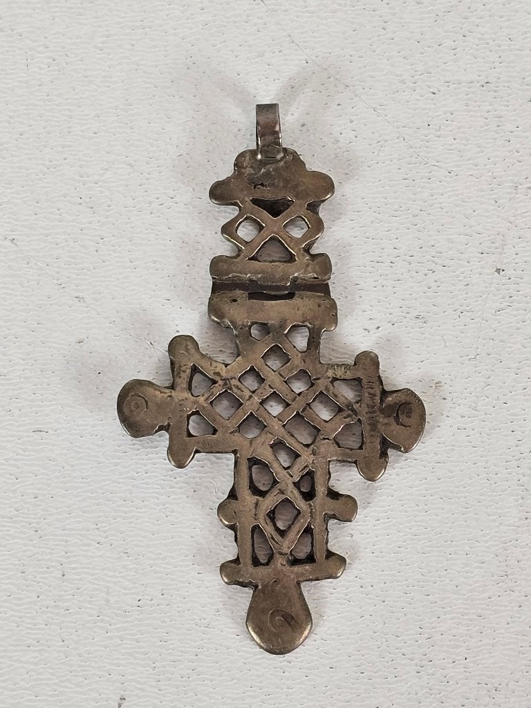 Koptisch kruis hanger zilverlegering Ethiopië begin 20e eeuw, Antiek en Kunst, Antiek | Religie, Ophalen of Verzenden