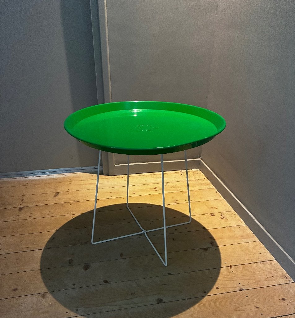 Fatboy bijzettafel / tray table – groen – metalen design, Gebruikt, Metaal of Aluminium, Rond, 55 tot 75 cm