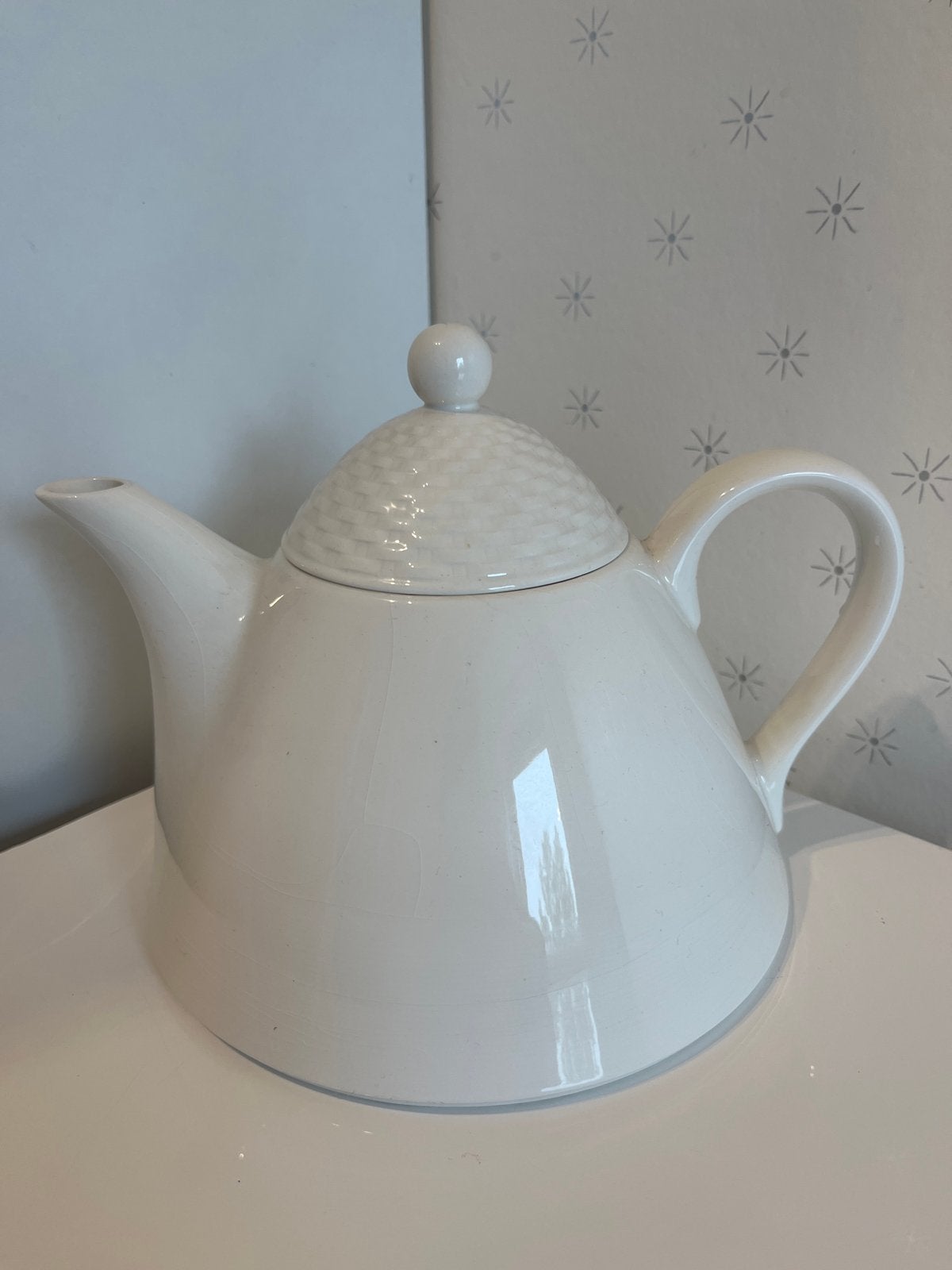 Witte theepot Pagnossin Ironstone President, Gebruikt, Keramiek, Ophalen of Verzenden, Theepot