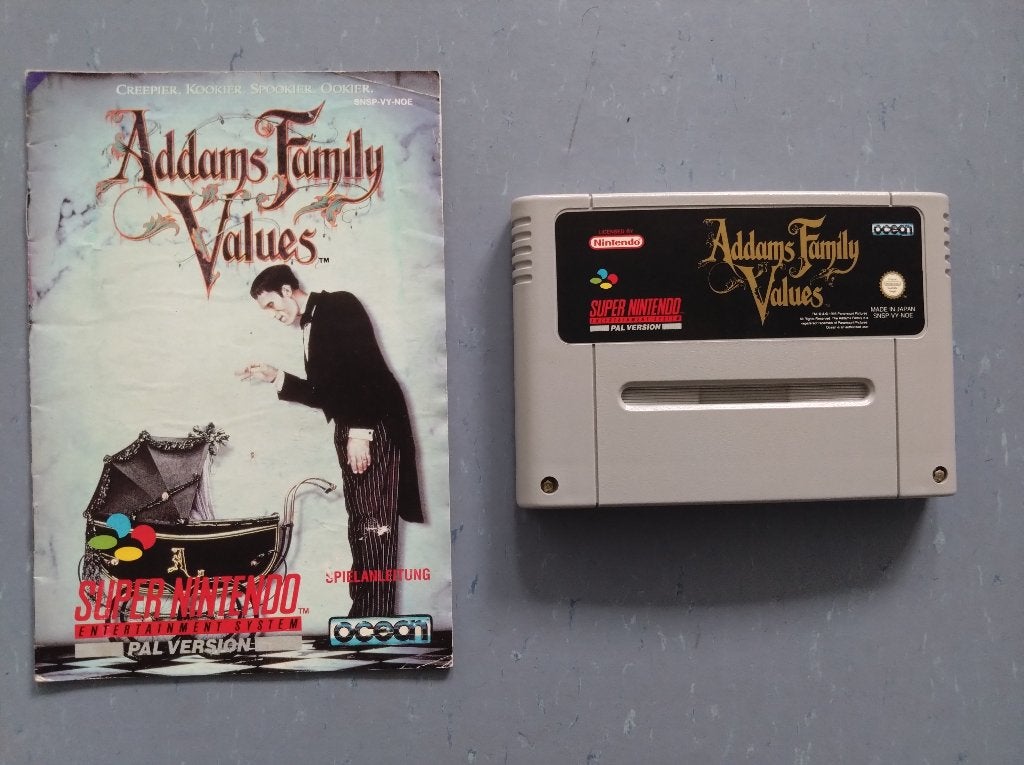 Addams Family Values - Nintendo SNES PAL Game + handleiding, 1 speler, Ophalen of Verzenden, Gebruikt, Vanaf 3 jaar