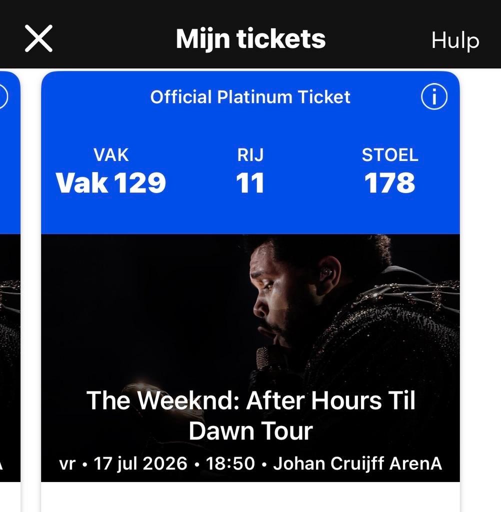2 The weeknd concert tickets Johan Cruijf Arena Amsterdam, Twee personen