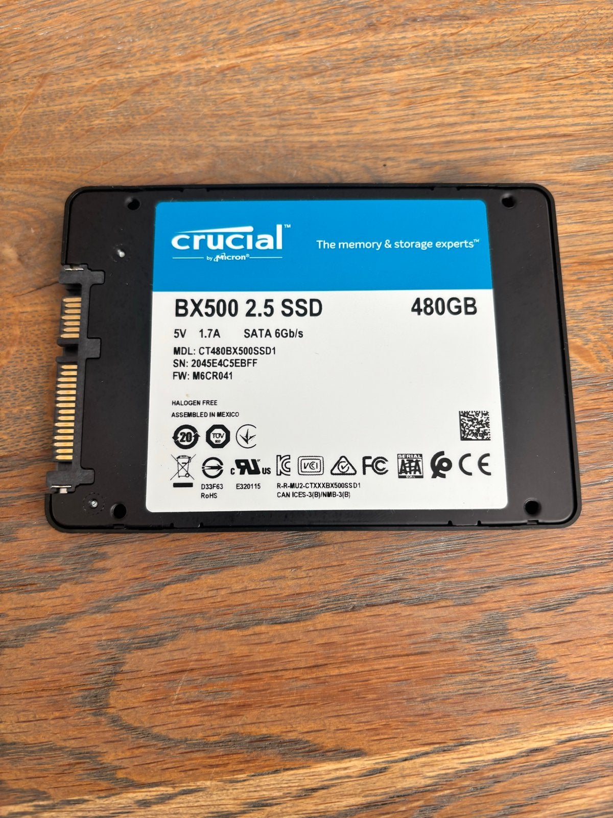 Crucial BX500 480GB 2.5 SSD, Intern, Verzenden, Server, Zo goed als nieuw