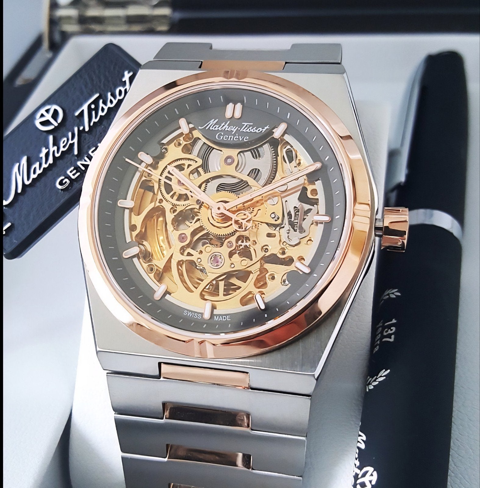 Mathey-Tissot Zeus Skeleton H118SK – Limited Ed. – Full Set, Ophalen of Verzenden, Zo goed als nieuw, Staal, Overige merken