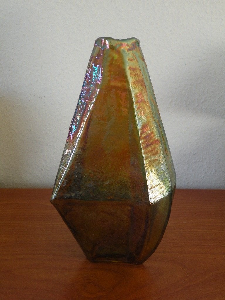 Vaas graphic luster. Hoogte 23 cm., Ophalen of Verzenden, Zo goed als nieuw, Glas