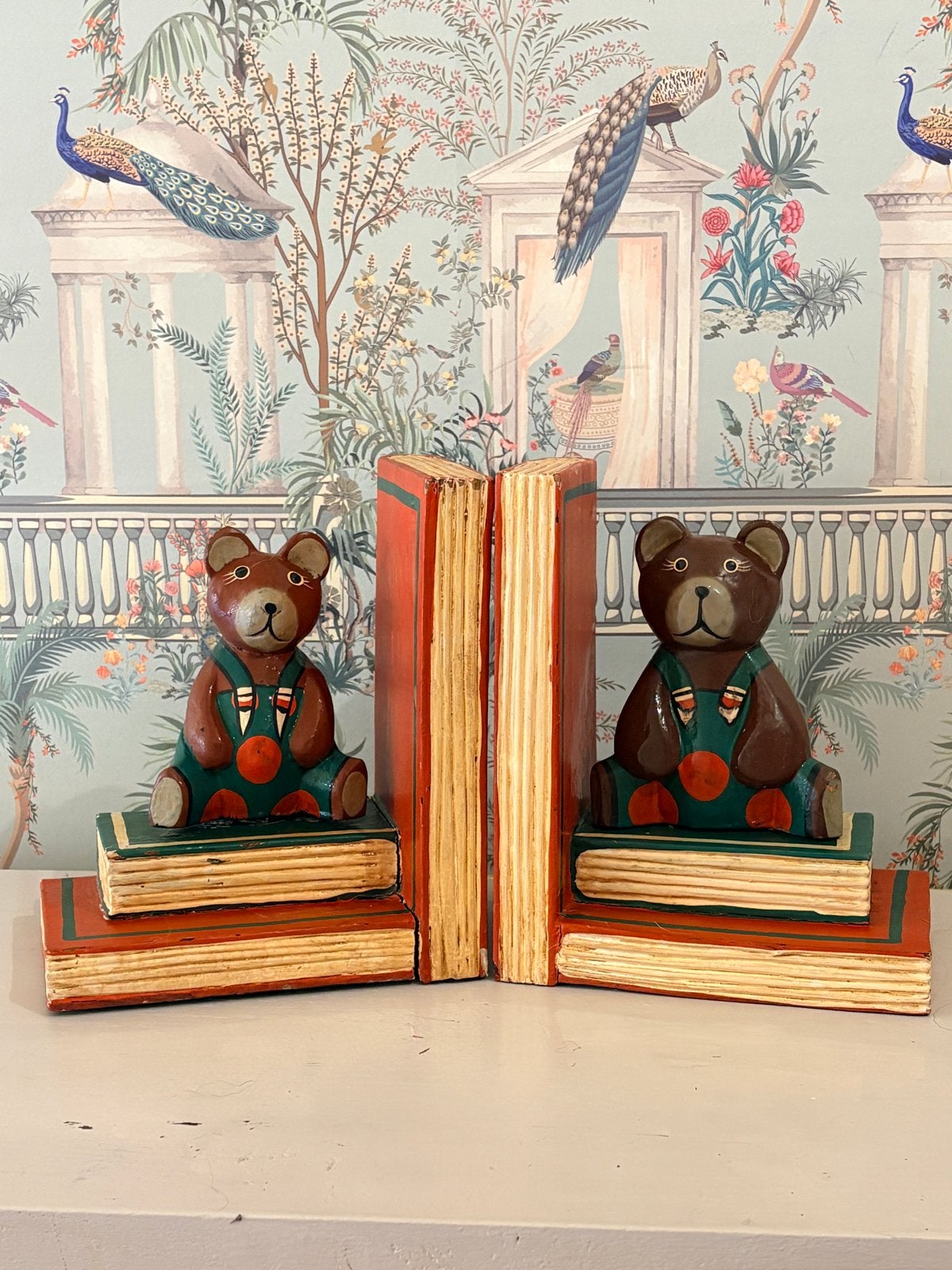Vintage Handwerk Boekensteunen - Cottagecore Beren, Ophalen of Verzenden