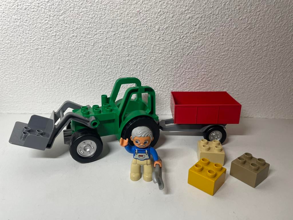 Duplo 4687 Grote Groene Tractor met Aanhanger, Gebruikt, Ophalen of Verzenden, Compleet, Duplo