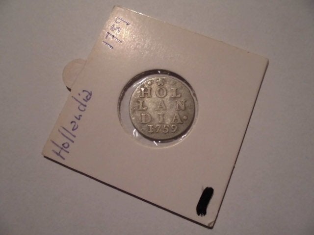 1 oude zilveren munt Holland 2 stuivers 1759, Vóór koninkrijk, Zilver, Losse munt, Overige waardes