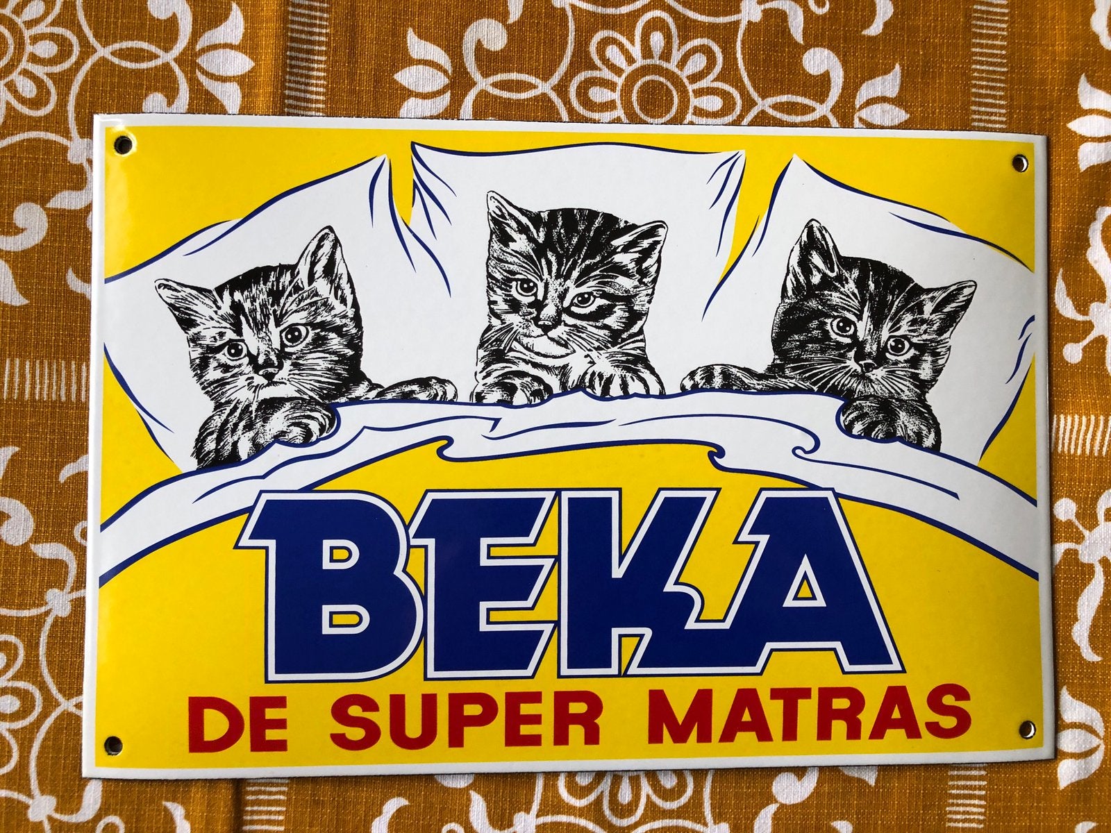 Emaille bord Beka Matrassen, nieuwstaat nog, Ophalen of Verzenden, Reclamebord