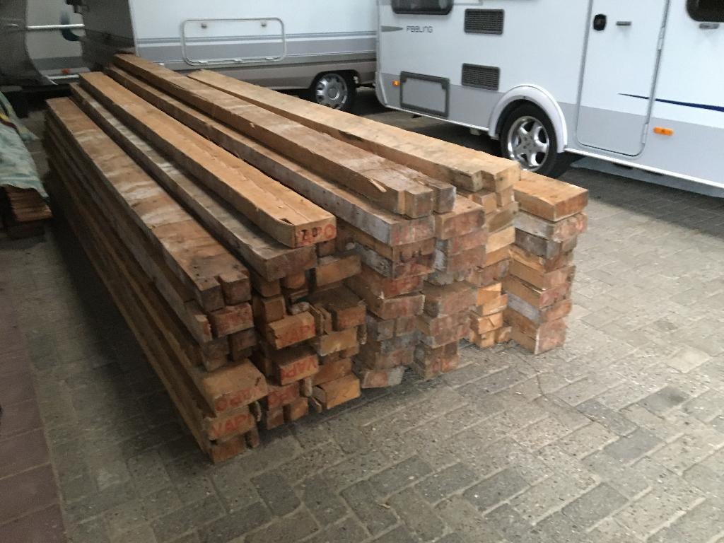 Heel veel partijen lange houten balken/ Gordingen, Ophalen, Gebruikt, Balk, Vuren