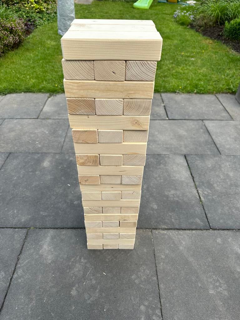 Te huur : Jenga toren XL voor buiten/binnen €20 per dag, Hobby en Vrije tijd, Ophalen, Zo goed als nieuw, Verjaardag
