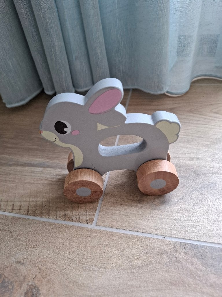 lief houten konijntje op wielen – houten speelgoed, Kinderen en Baby's, Speelgoed | Houten speelgoed, Ophalen of Verzenden, Zo goed als nieuw