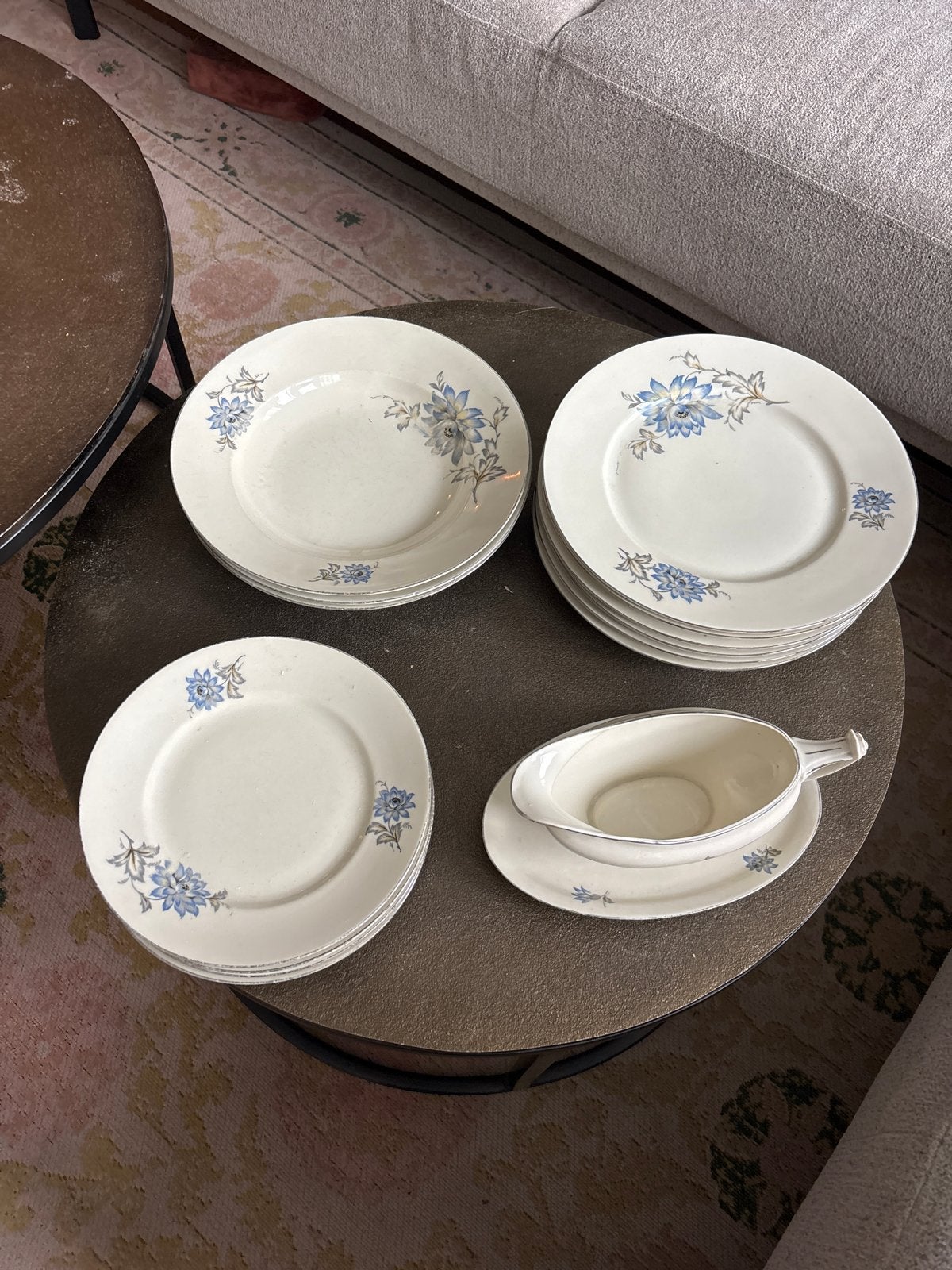 Vintage Servies Set met Blauwe Bloemen - 13 Stuks, Ophalen of Verzenden