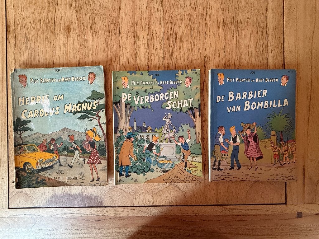 Piet Pienter en Bert Bibber – 3 oude albums, Boeken, Meerdere stripboeken, Ophalen of Verzenden, Gelezen