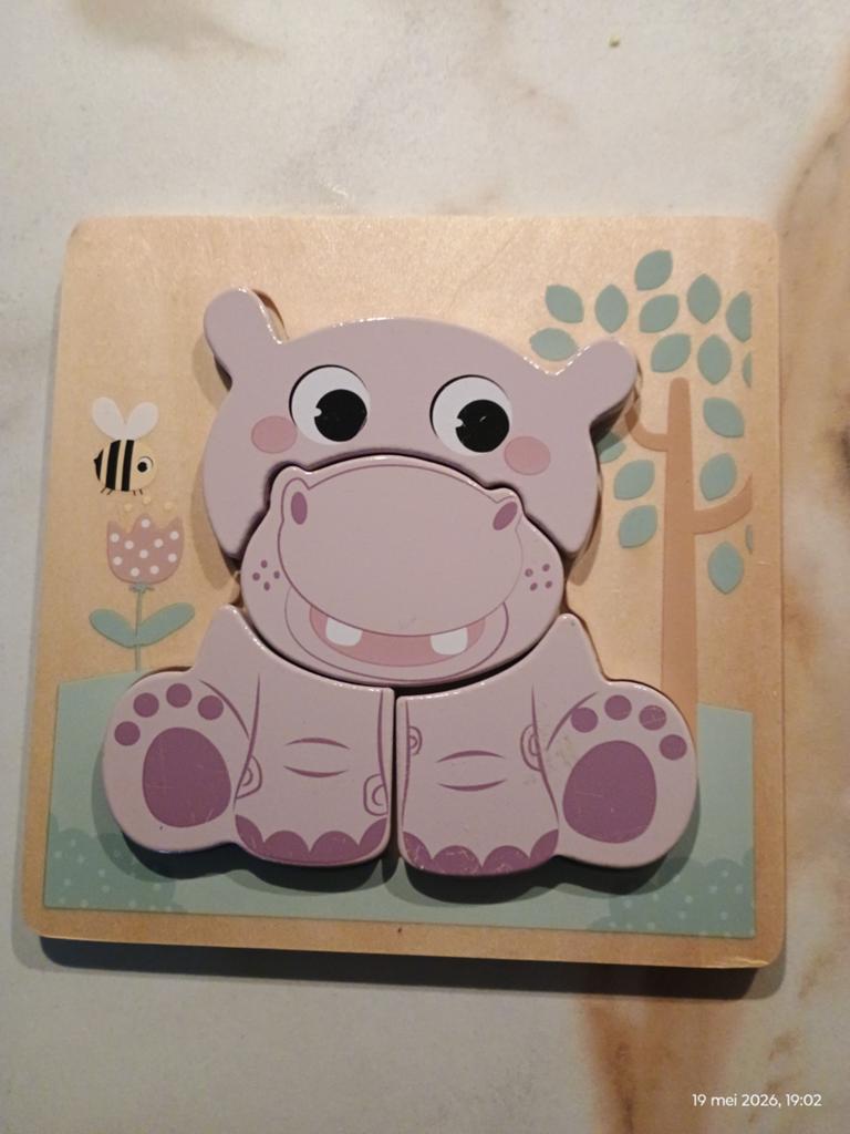 Kinder puzzel nijlpaard voor beginners kleur is licht paars, Ophalen, Zo goed als nieuw, Overige typen