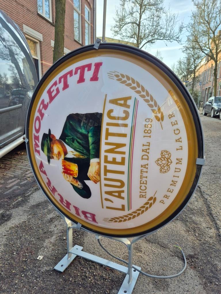 Grote birra moretti lichtbak  80 cm. Topstaat, Ophalen, Reclamebord, Plaat of Schild, Overige merken