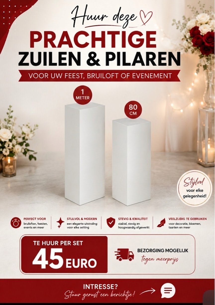 Zuilen & Pilaren te huur voor elke gelegenheid!, Ophalen, Nieuw