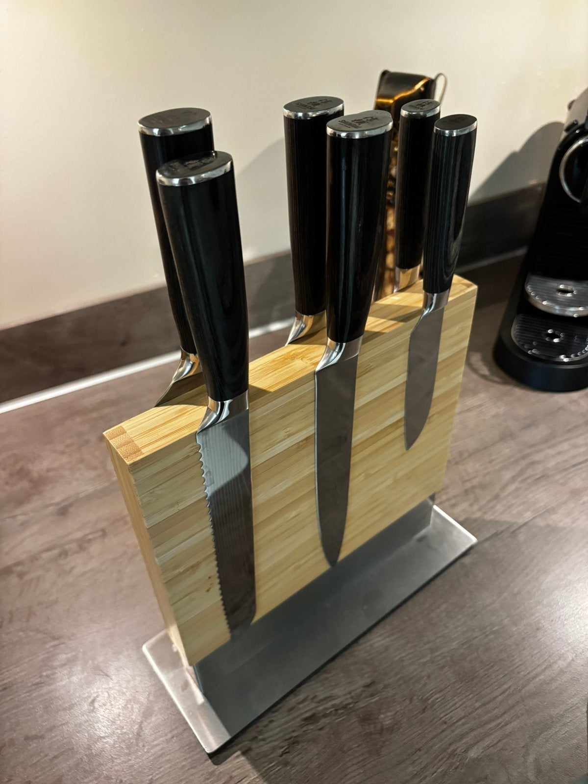Shinrai Japan Messenset + Magnetisch Messenblok | Topstaat, Huis en Inrichting, Keuken | Bestek, Zo goed als nieuw, Rvs of Chroom