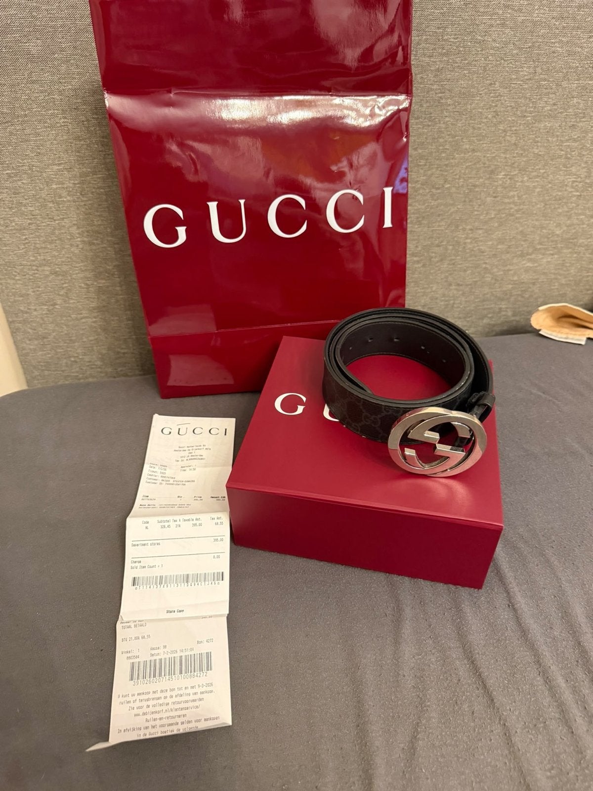 Gucci GG Supreme riem met Interlocking G-gesp, 95 tot 105 cm, Ophalen of Verzenden, Zo goed als nieuw, Riem of Ceintuur