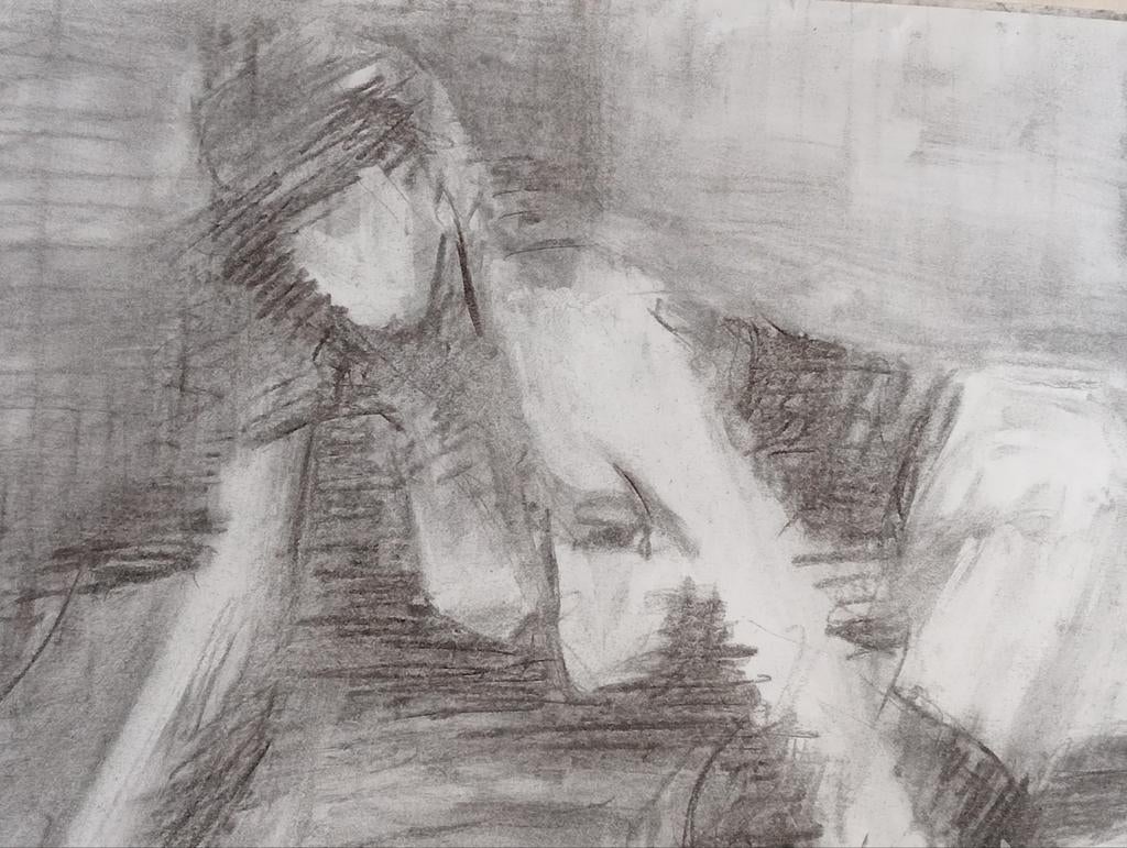 Houtskool tekening naakt erotiek circa 1990, Ophalen of Verzenden