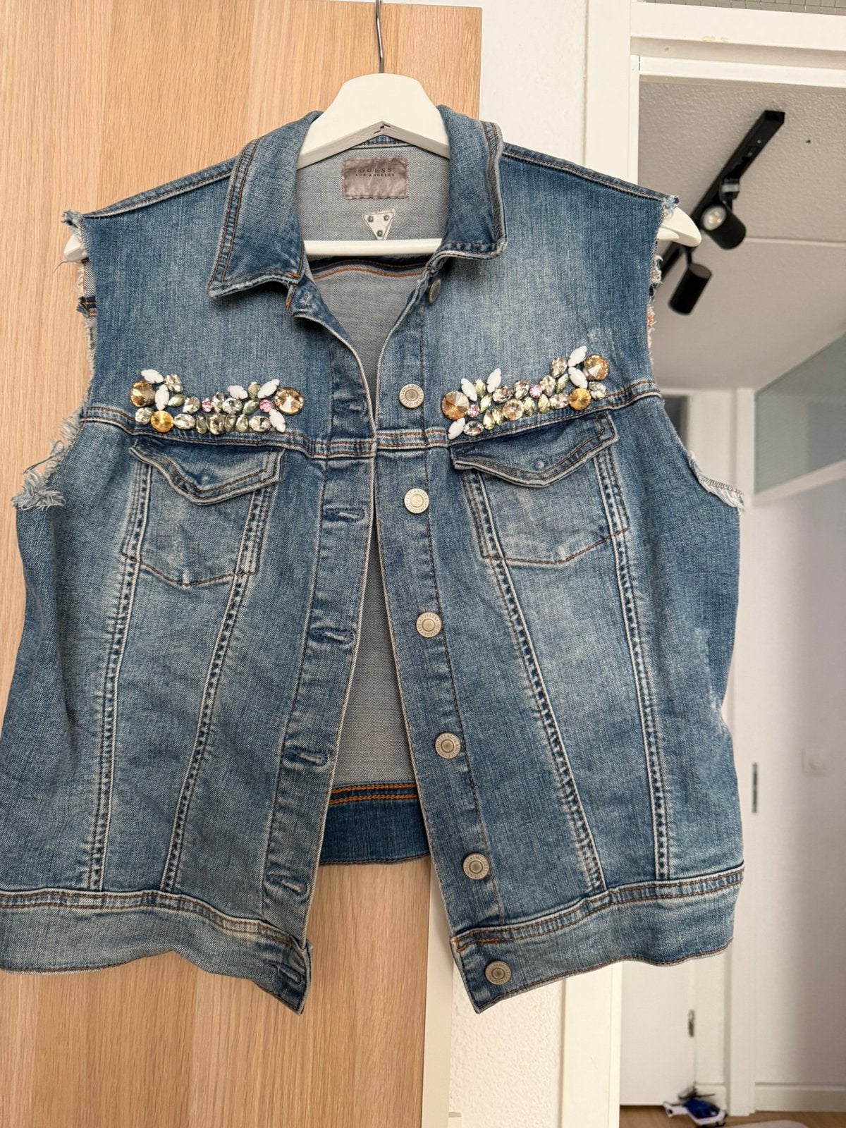 Guess Denim Gilet, Kleding | Dames, Bodywarmers, Ophalen of Verzenden, Zo goed als nieuw, Blauw