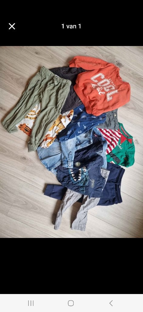 Zak vol kinderkleding 98/104, Ophalen, Gebruikt, Maat 98