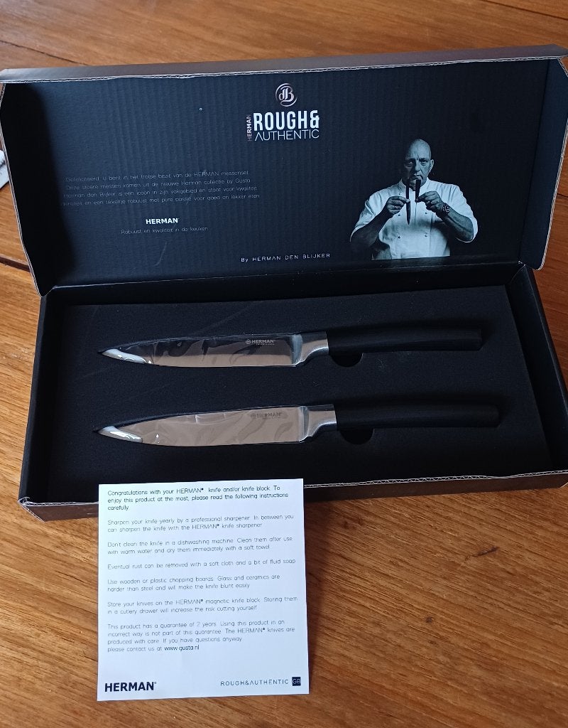 Set NIEUWE steakknives - Herman den Blijker, Huis en Inrichting, Verzenden, Nieuw, Rvs of Chroom, Bestekset