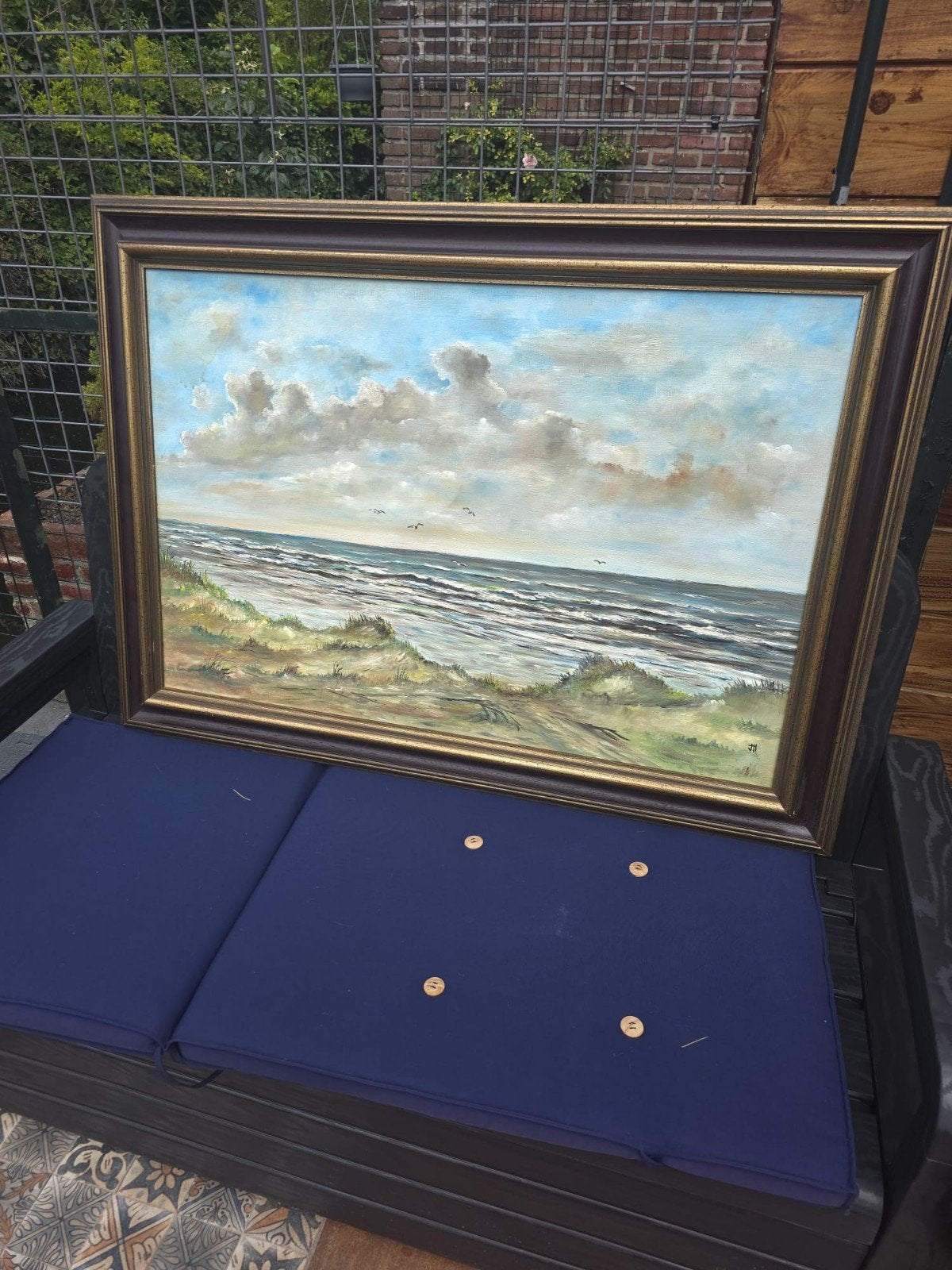 Schilderij: Duinlandschap met zeegezicht, Antiek en Kunst, Kunst | Schilderijen | Klassiek, Ophalen of Verzenden