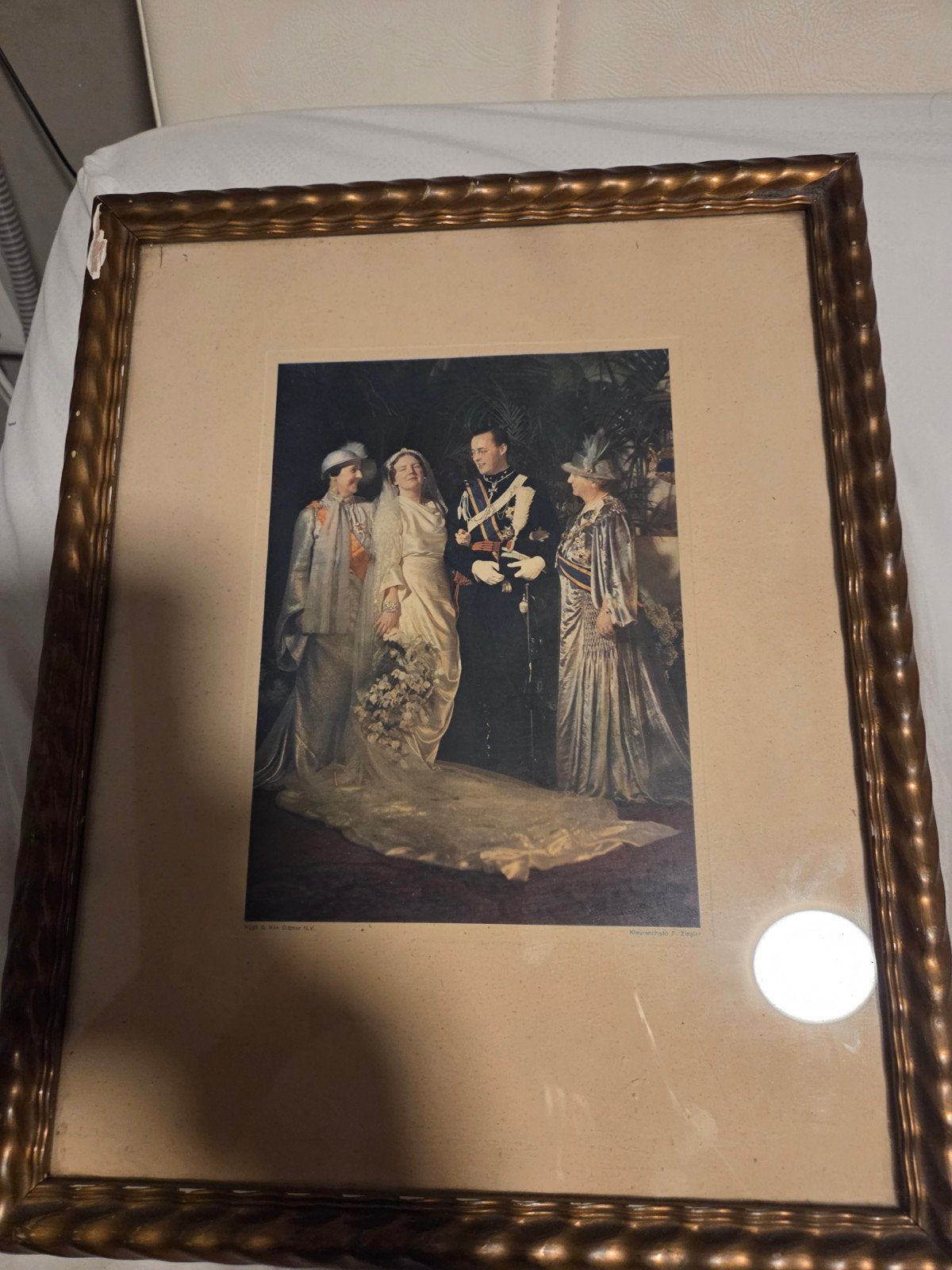 Vintage ingelijste foto van een koninklijk huwelijk, Ophalen