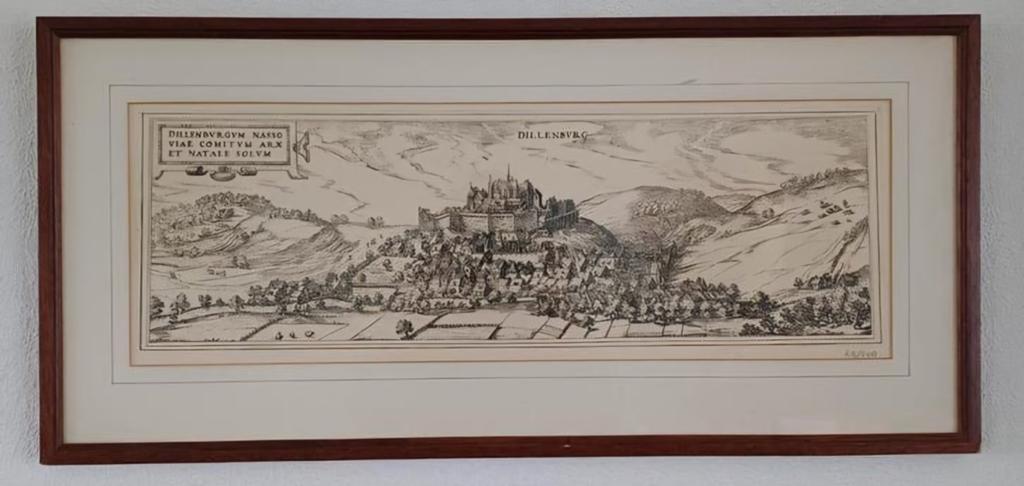 Grote genummerde kopergravure Dillenburg, Duitsland, Antiek en Kunst, Kunst | Etsen en Gravures, Ophalen of Verzenden, Gravure