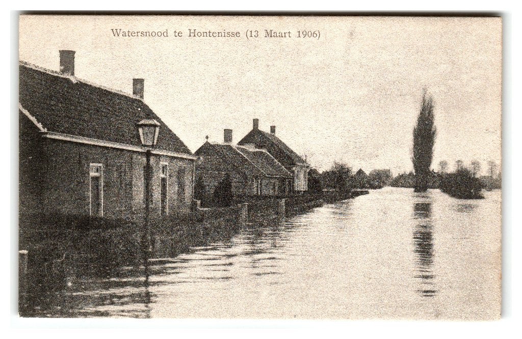 Hontenisse, (Gem. Hulst) Watersnood (13 Maart 1906), Verzamelen, Ansichtkaarten | Nederland, Verzenden, Voor 1920, Ongelopen, Zeeland