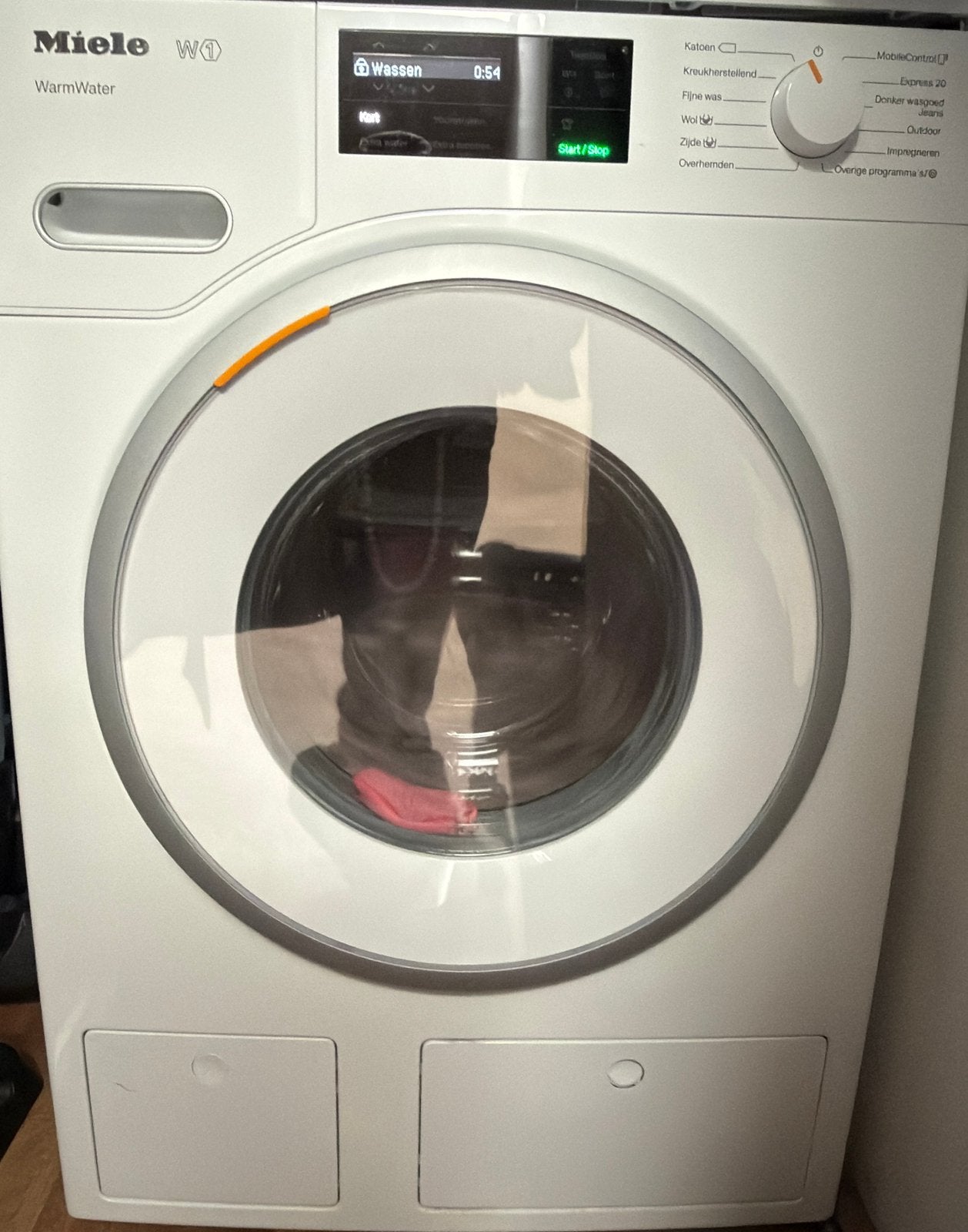 Miele W1 wasmachine, Ophalen, Gebruikt, 1200 tot 1600 toeren, 85 tot 90 cm