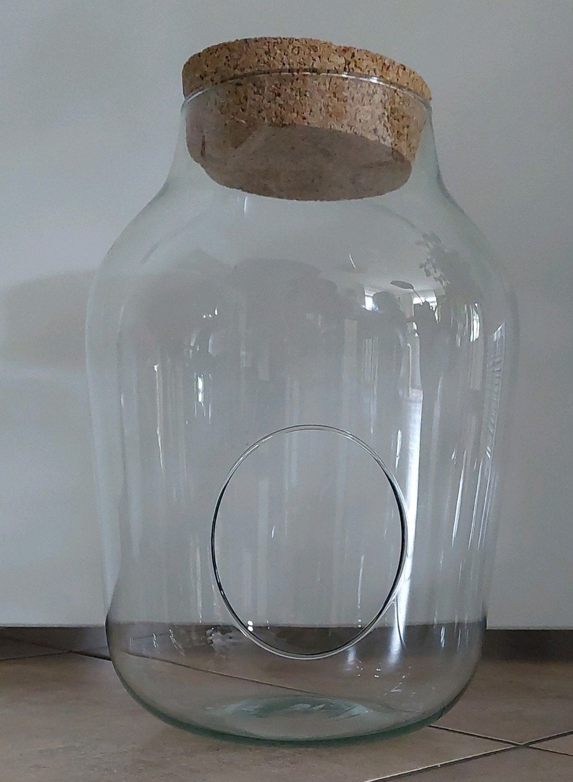 Glazen pot / planten terrarium, Ophalen, Gebruikt, Transparant, Met deksel