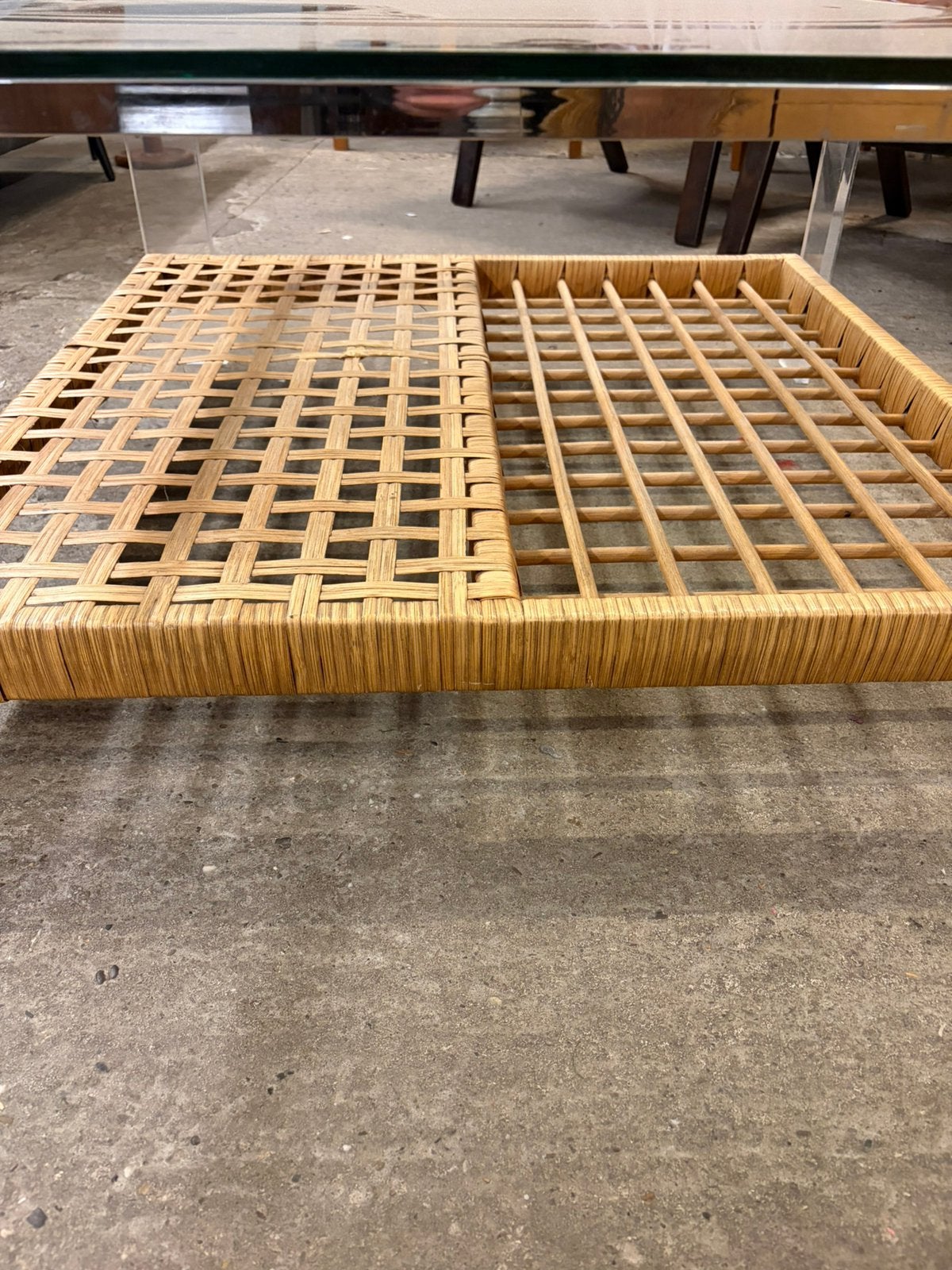 Vintage rotan salontafel, Ophalen, ., 50 tot 100 cm, Zo goed als nieuw