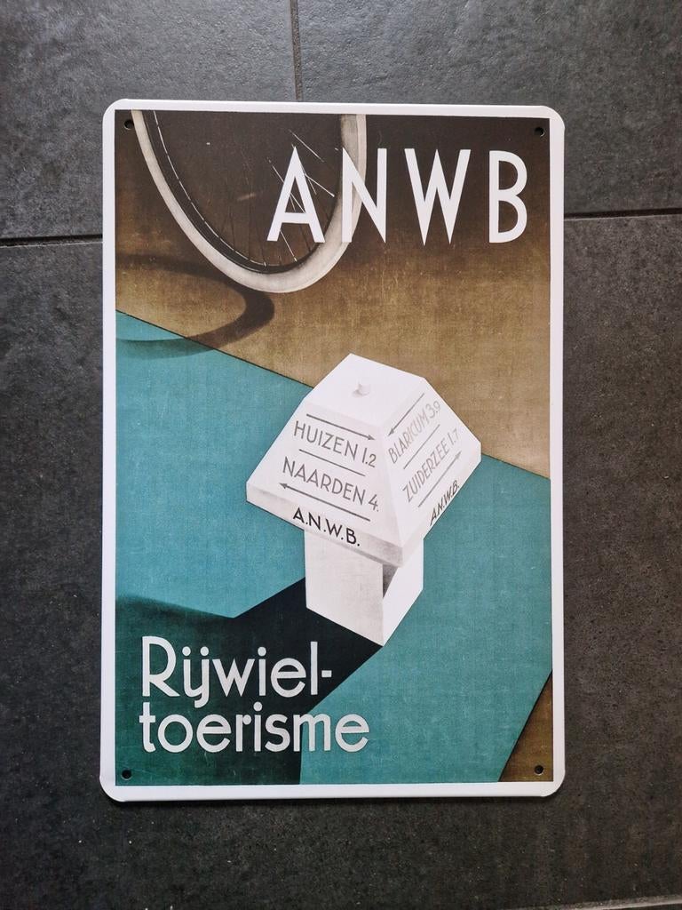 Anwb rijwieltoerisme reclamebord, Verzamelen, Ophalen of Verzenden, Nieuw, Reclamebord