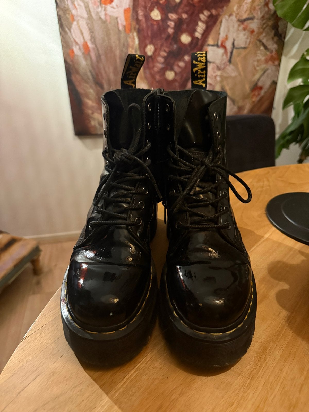 NIEUW Dr. Martens Jadon laarzen - Zwart lakleer, Ophalen, Zo goed als nieuw, Zwart, Lage of Enkellaarzen