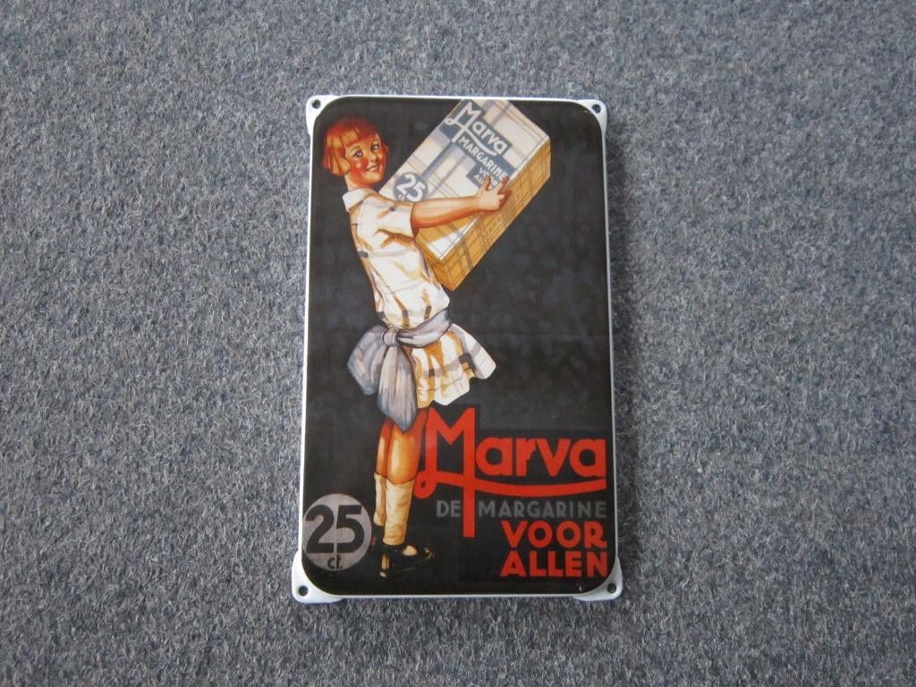 MARVA EMAILLE RECLAMEBORD, Verzamelen, Merken en Reclamevoorwerpen, Ophalen, Zo goed als nieuw, Reclamebord